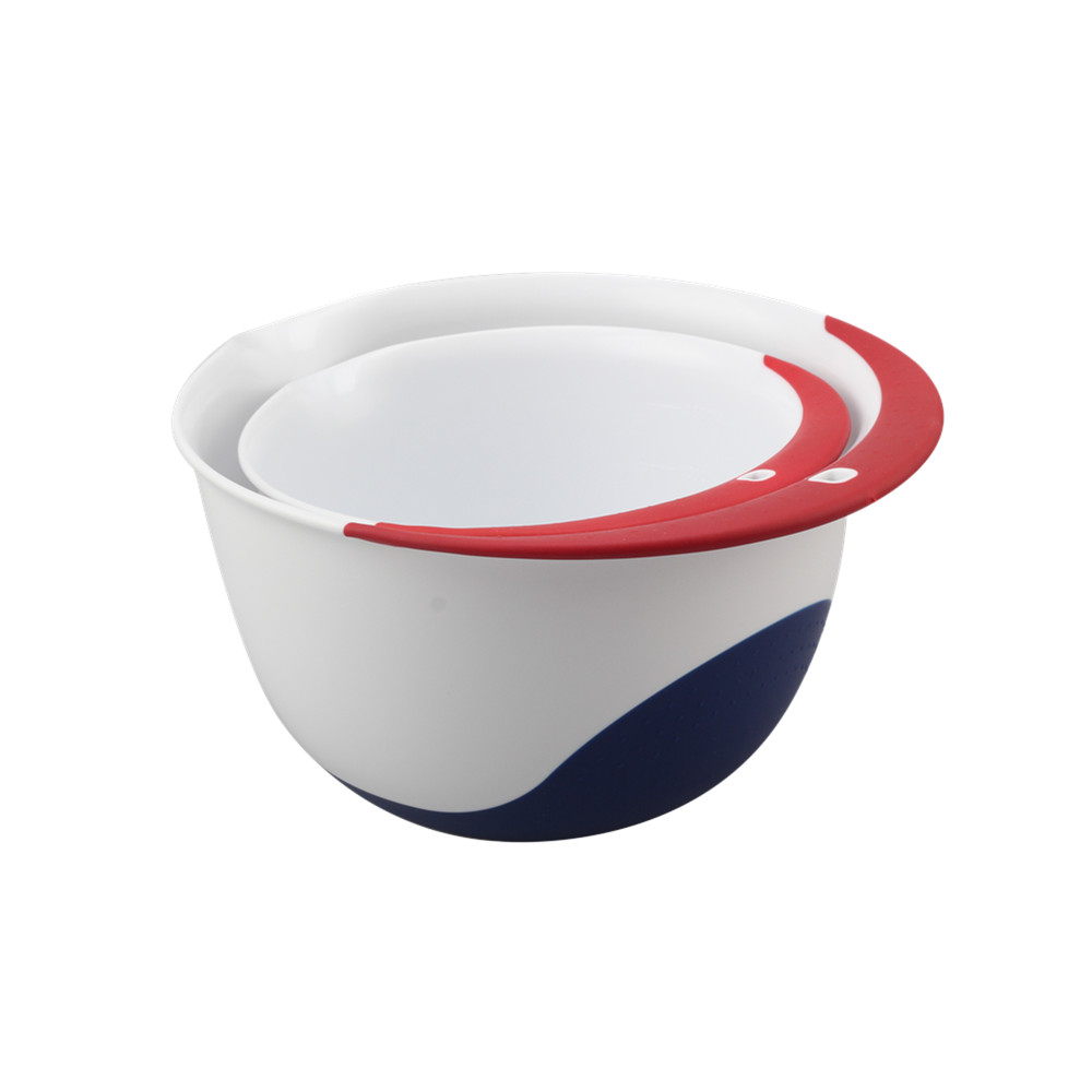 2 Piece Plastic Mixing Kitchen Bowl Set, Handles Easy Pour Spout And Non Slip — product information
