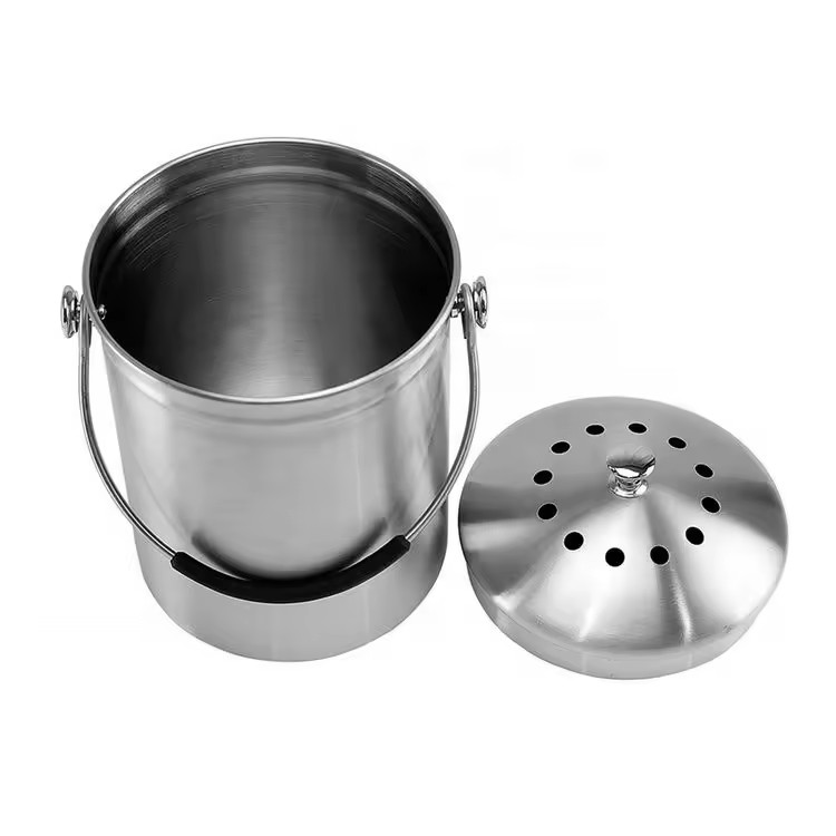 Indoor 1.0 Gallon Stainless Steel Compost Pail — product information