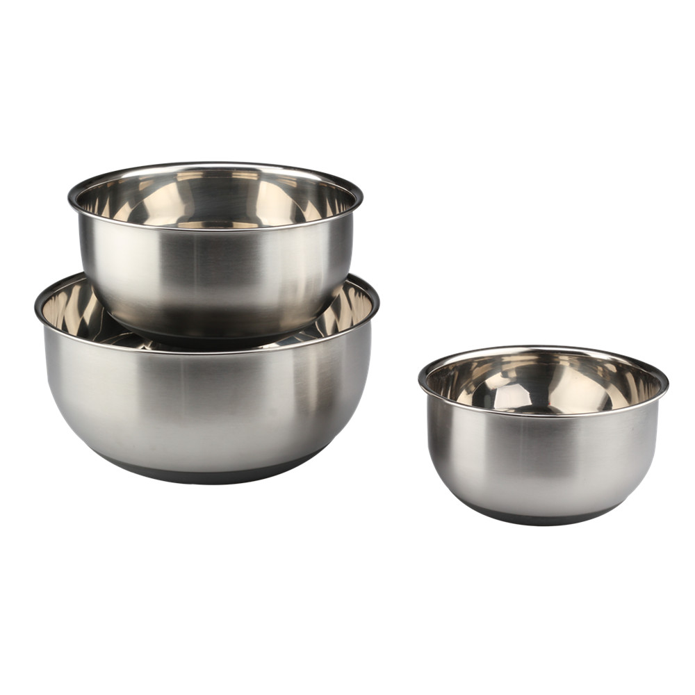 Set Of 3 Non Slip Silicone Bottom Metal Nesting Bowls — product information