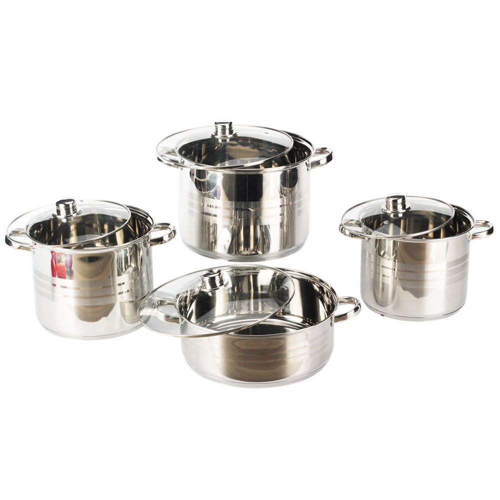 8pcs Stainless Stock Pot — product information