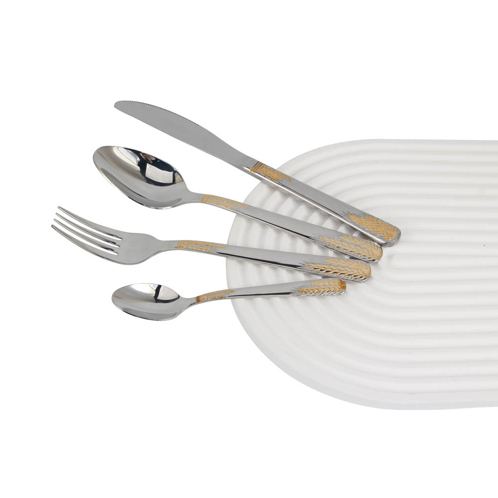 Stainless Steel Flatware Set, Mirror Polished Cutlery Set Utensil Set, Tableware Include Forks Spoons Knives for Home Restaurant, Beaded Handle — 5