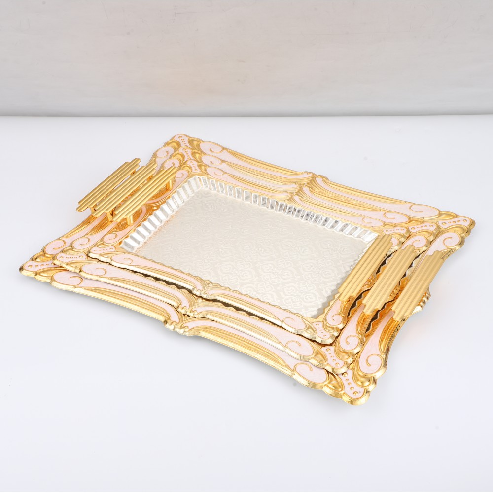 Rectangular Iron Tray Pattern Double Color, Coffee Tea Serving Tray — 4