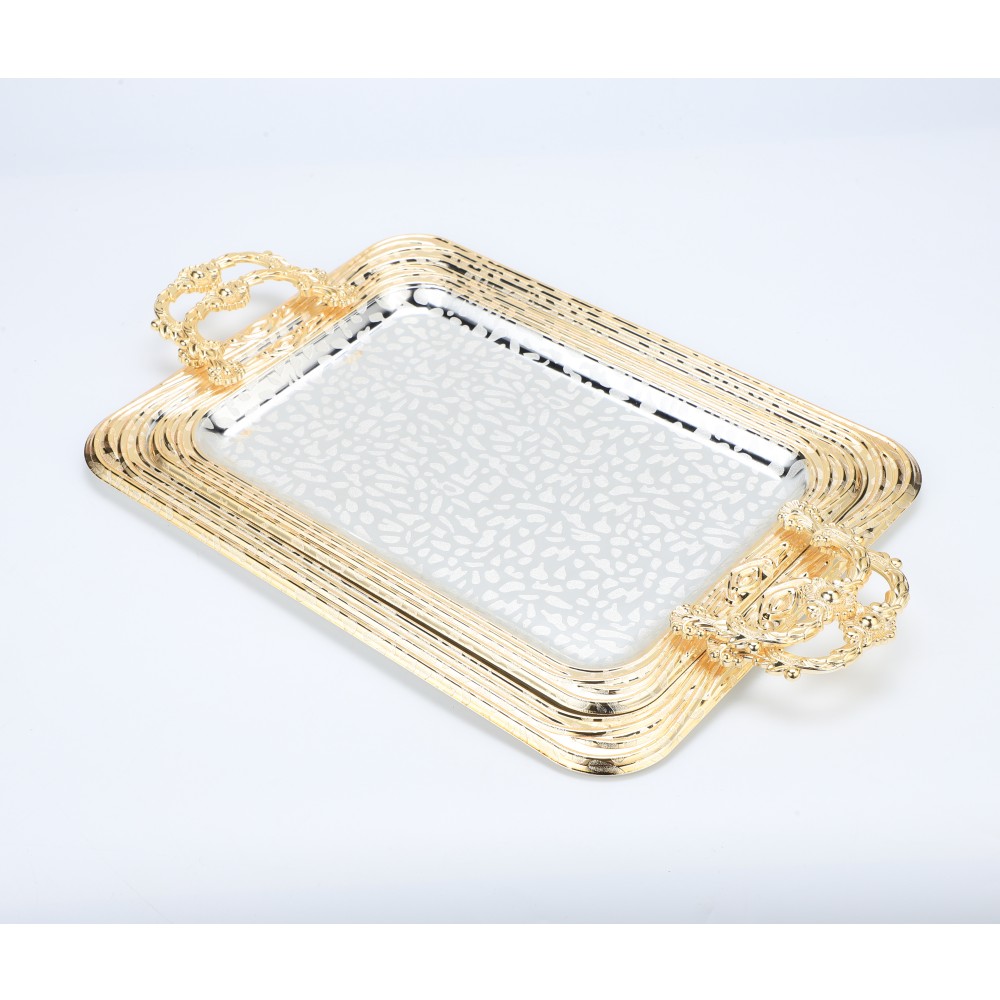 Gold Iron Coffee Tea Serving Tray Decorative — 4