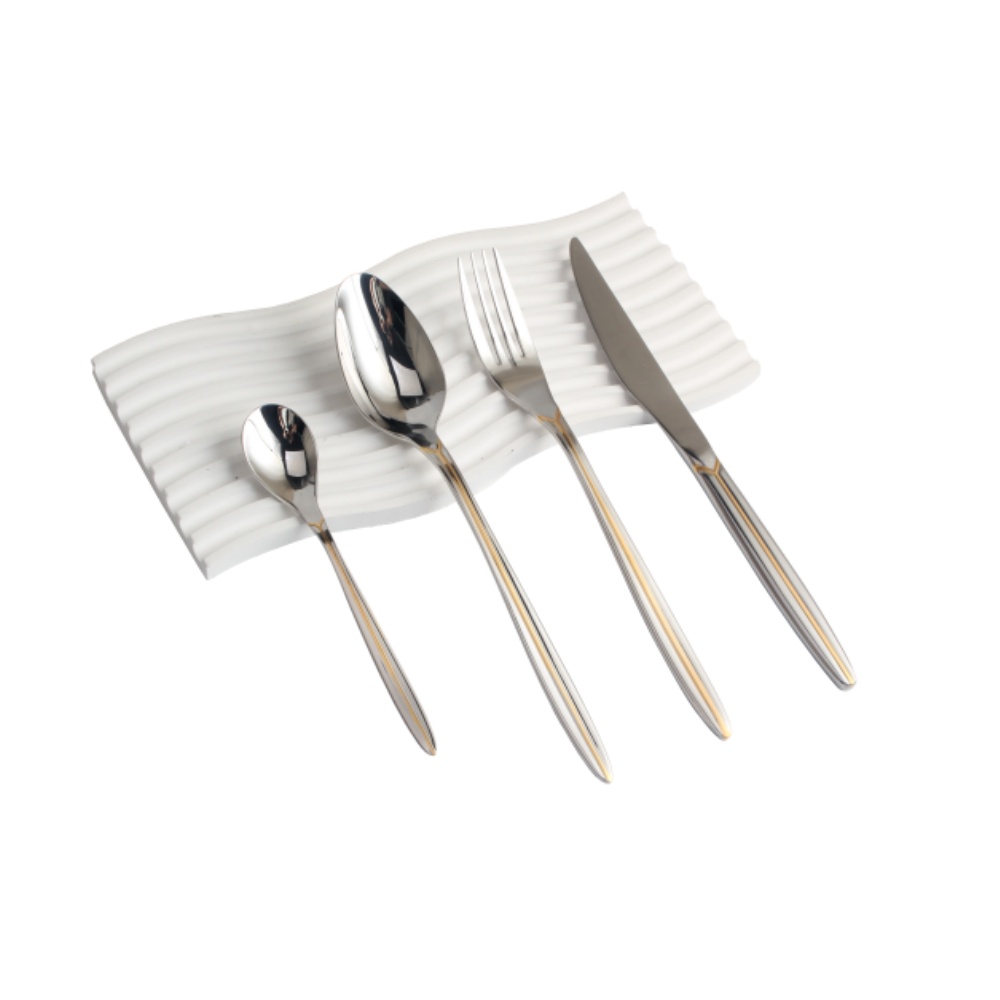 Gold Accent 4-pcs Set Stainless Steel Flatware set Dishwasher Safe — 8