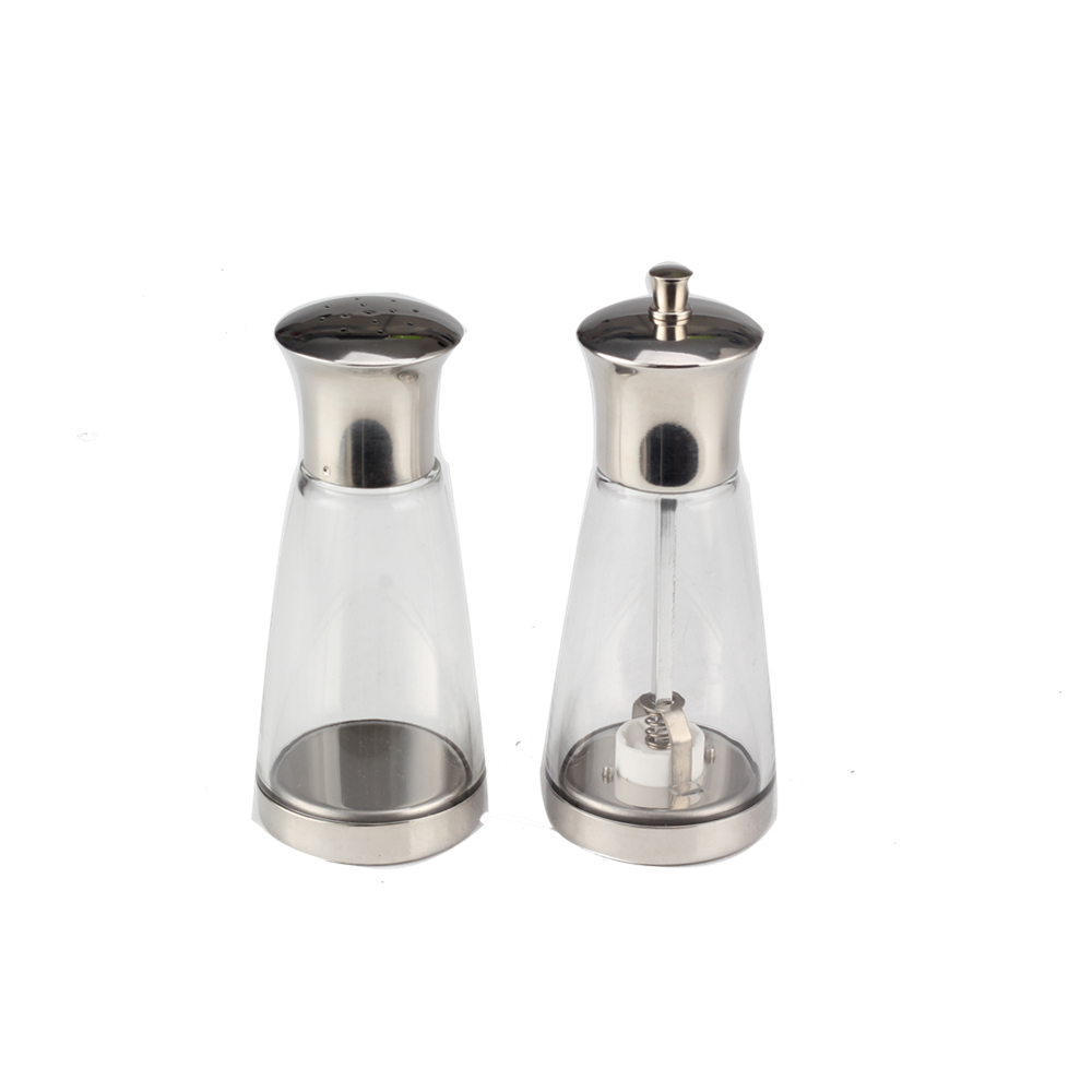 2pcs Salt And Pepper Mill, Manual Salt And Pepper Mill in Glass And Stainless Steel