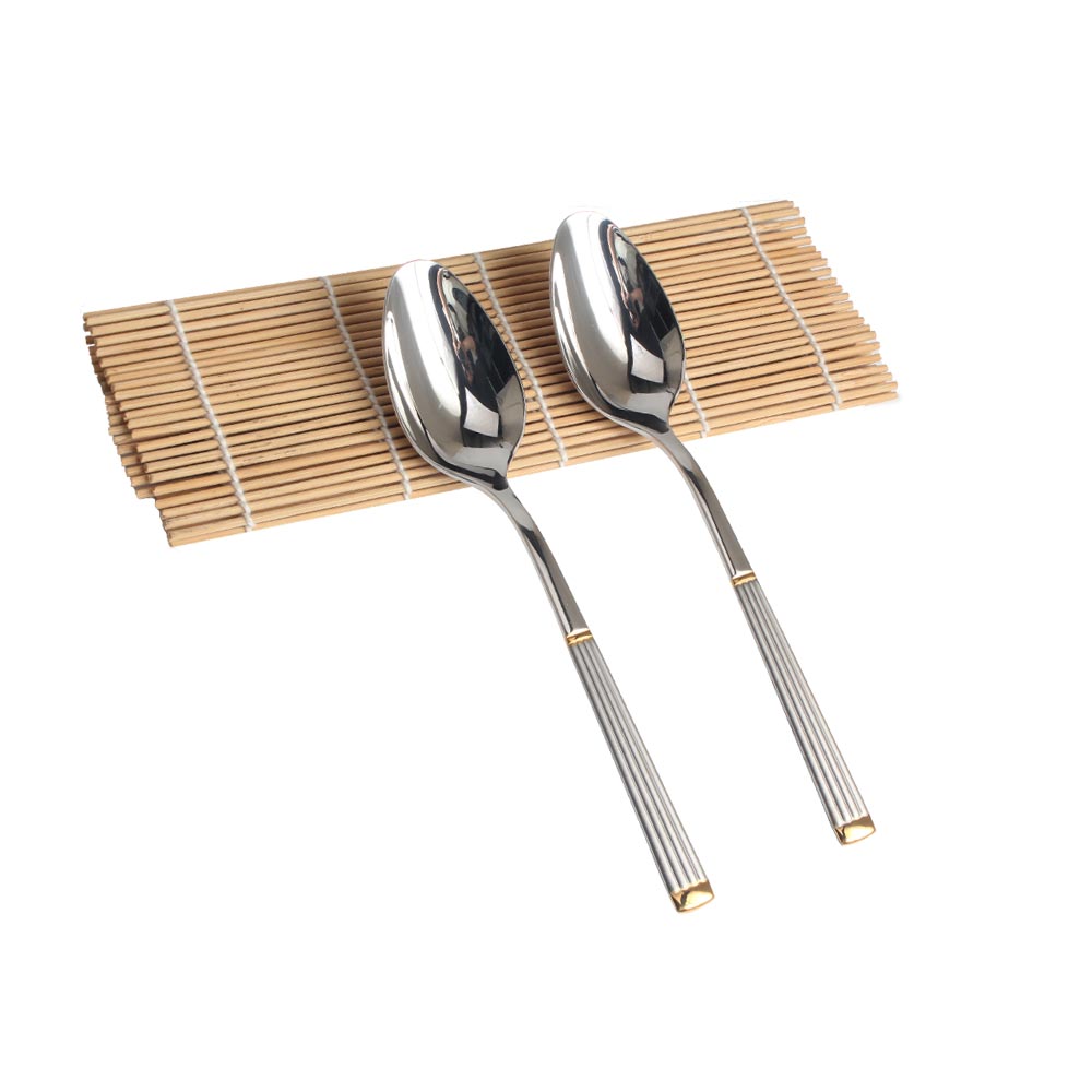 Gold Accent Mirror Polished,Dishwasher Safe stainless Steel flateware set — 7