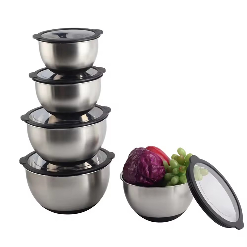 5size Stainless Steel Mixing Bowls With Transparent Lids Set — 3