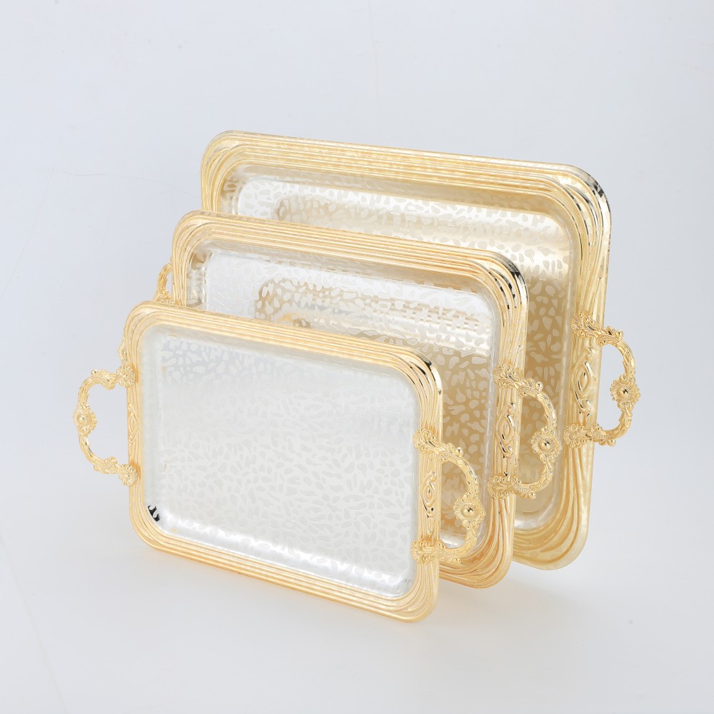Gold Iron Coffee Tea Serving Tray Decorative — product information