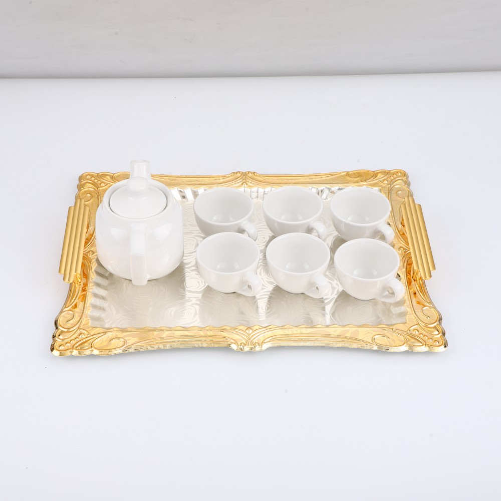 Rectangle Iron Cupcake Serving Tray Fruit Dessert Plates for Party — 6