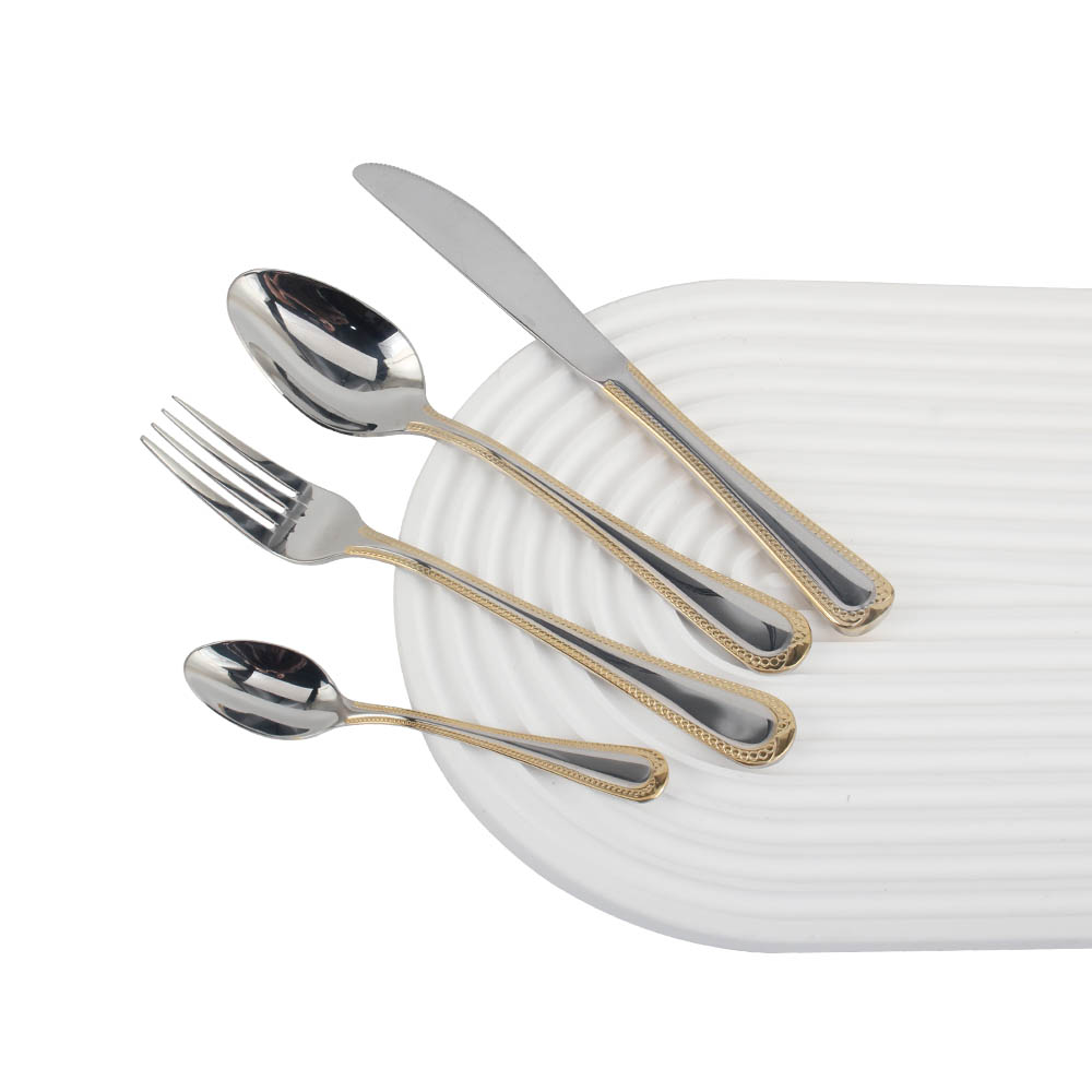 Stainless Steel Flatware Set, Mirror Polished Cutlery Set Utensil Set, Tableware Include Forks Spoons Knives for Home Restaurant, Beaded Handle — 10