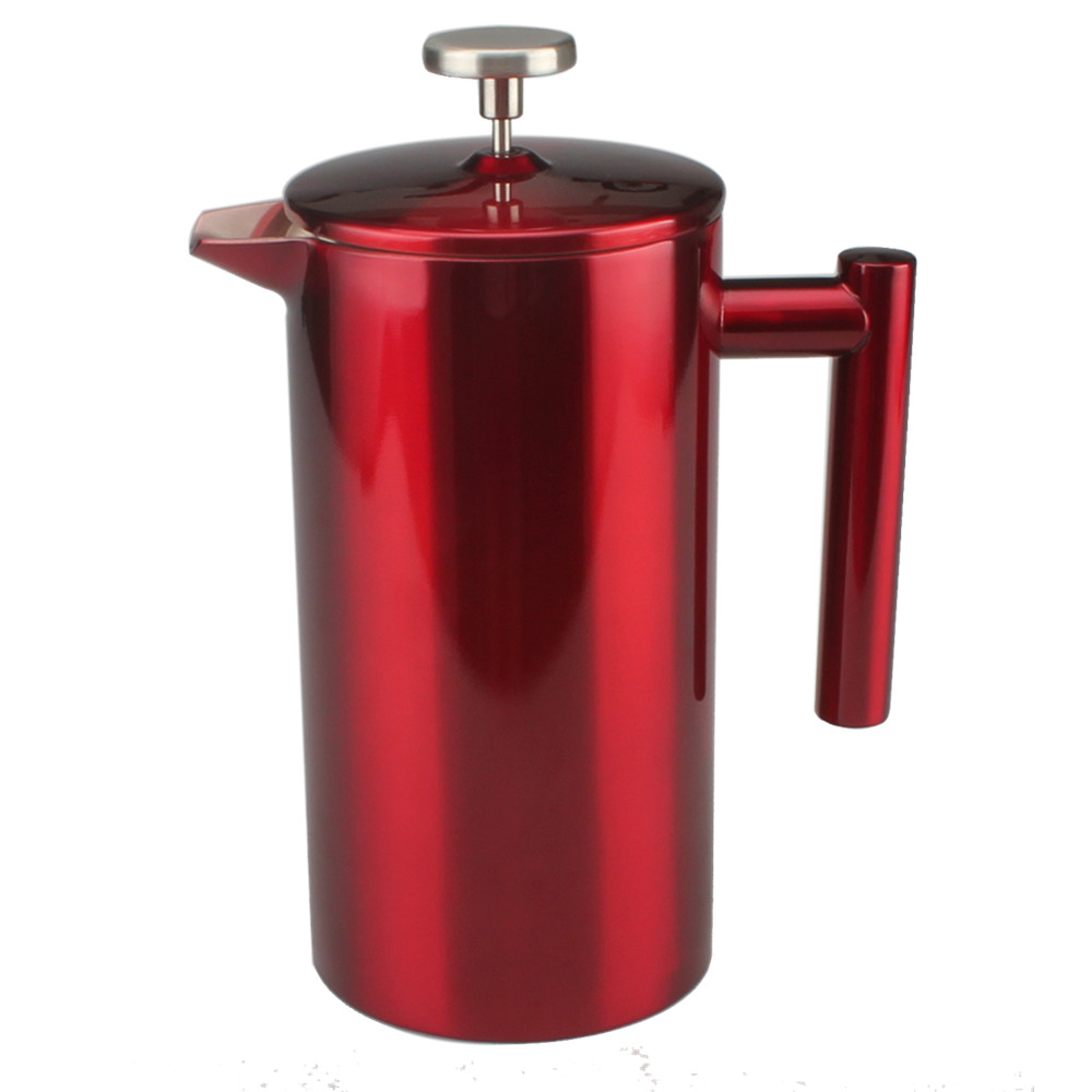 Red Stainless Steel French Press Coffee Maker — 2