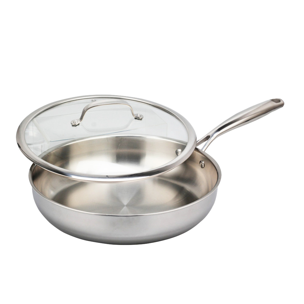 Triply Stainless Steel Frying Pan With Lid — 6
