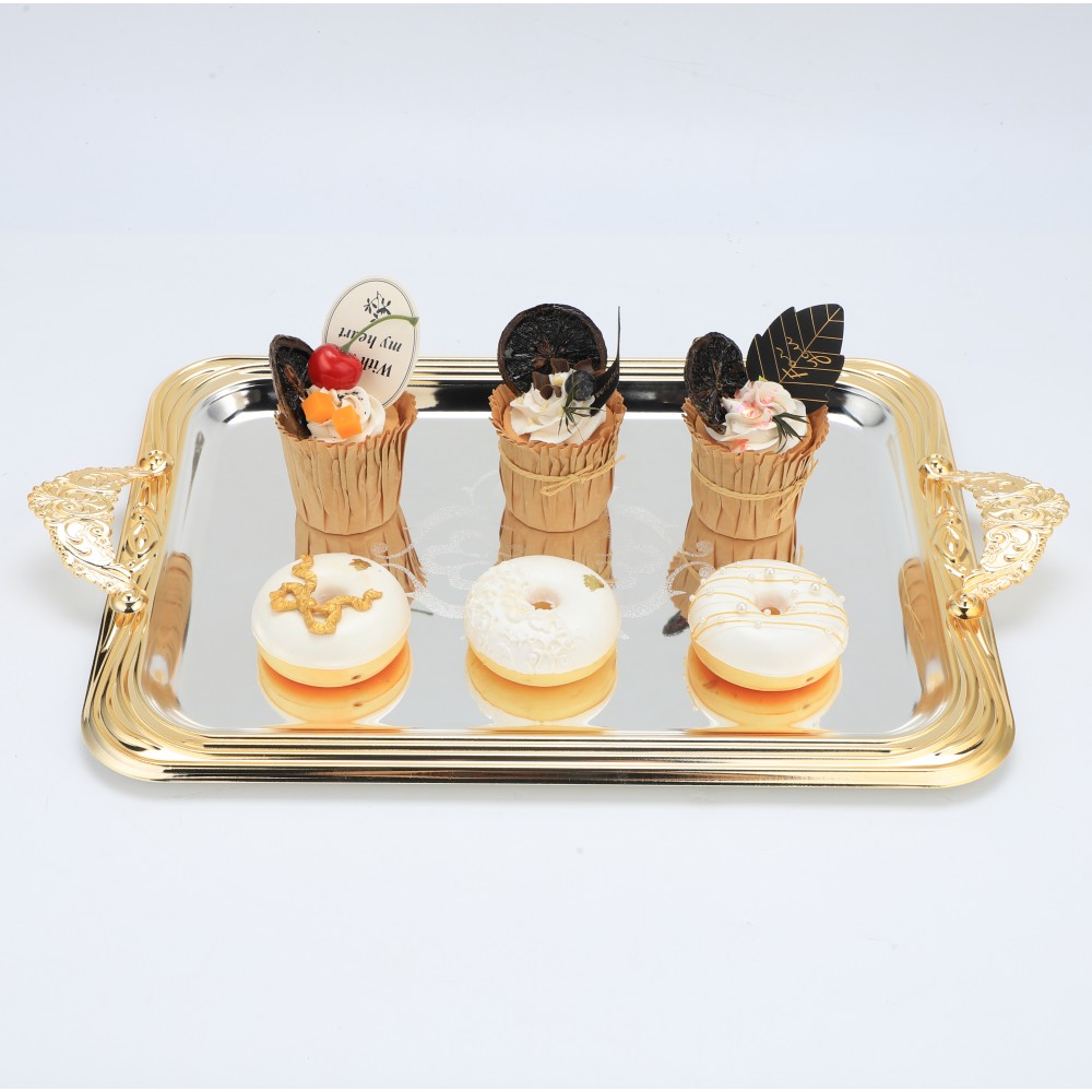 Round Side Rectangular Iron Tray — product information