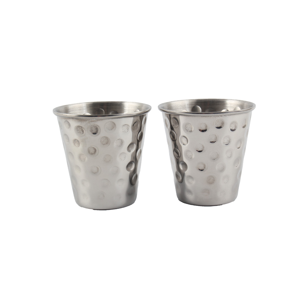 Stainless Steel Espresso Cups, Hammer Pattern Coffee Cups — 3