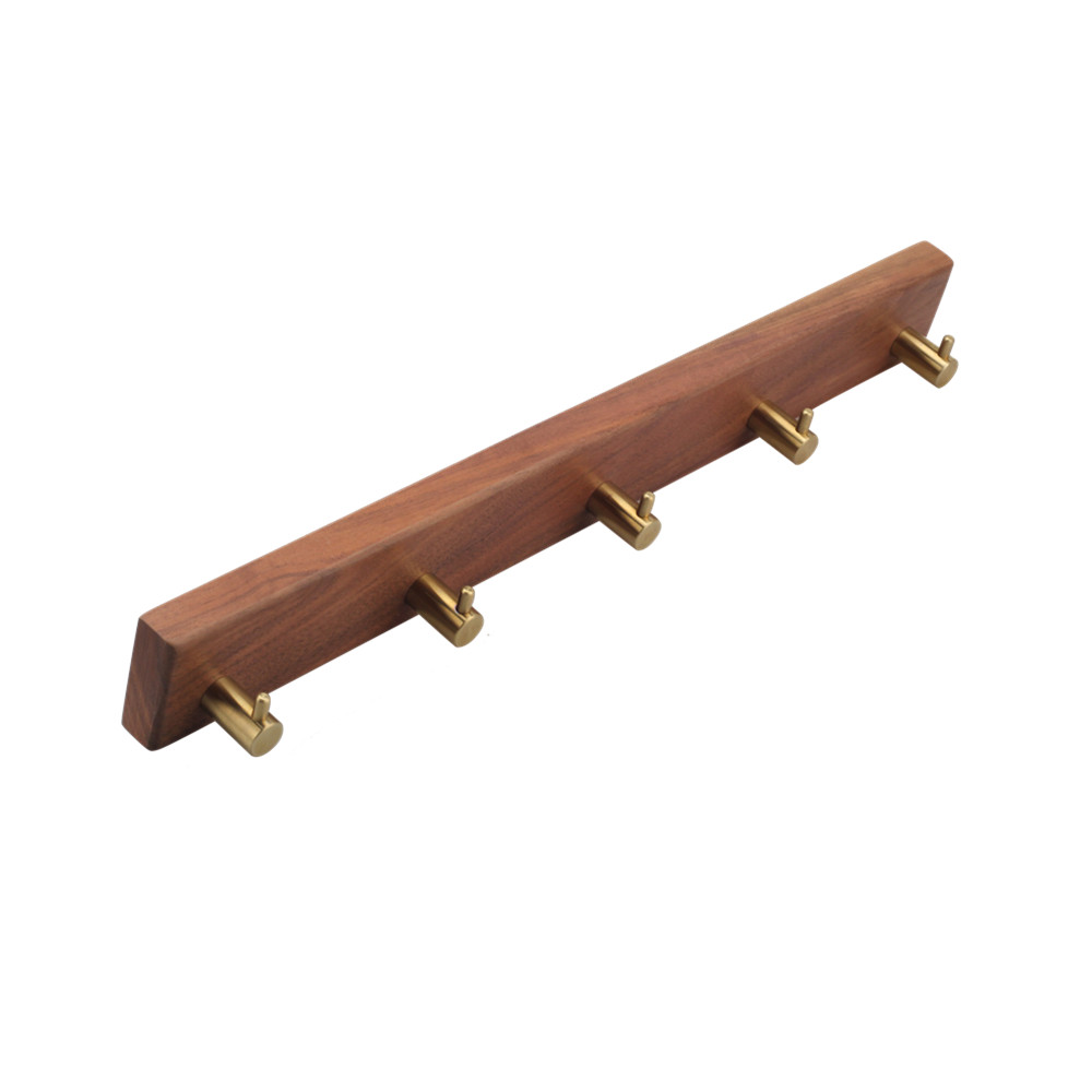 Wooden Wall Mounted Coat Rack, 5 Hooks for Hanging Clothes, Robes, Towels, Coats — 4
