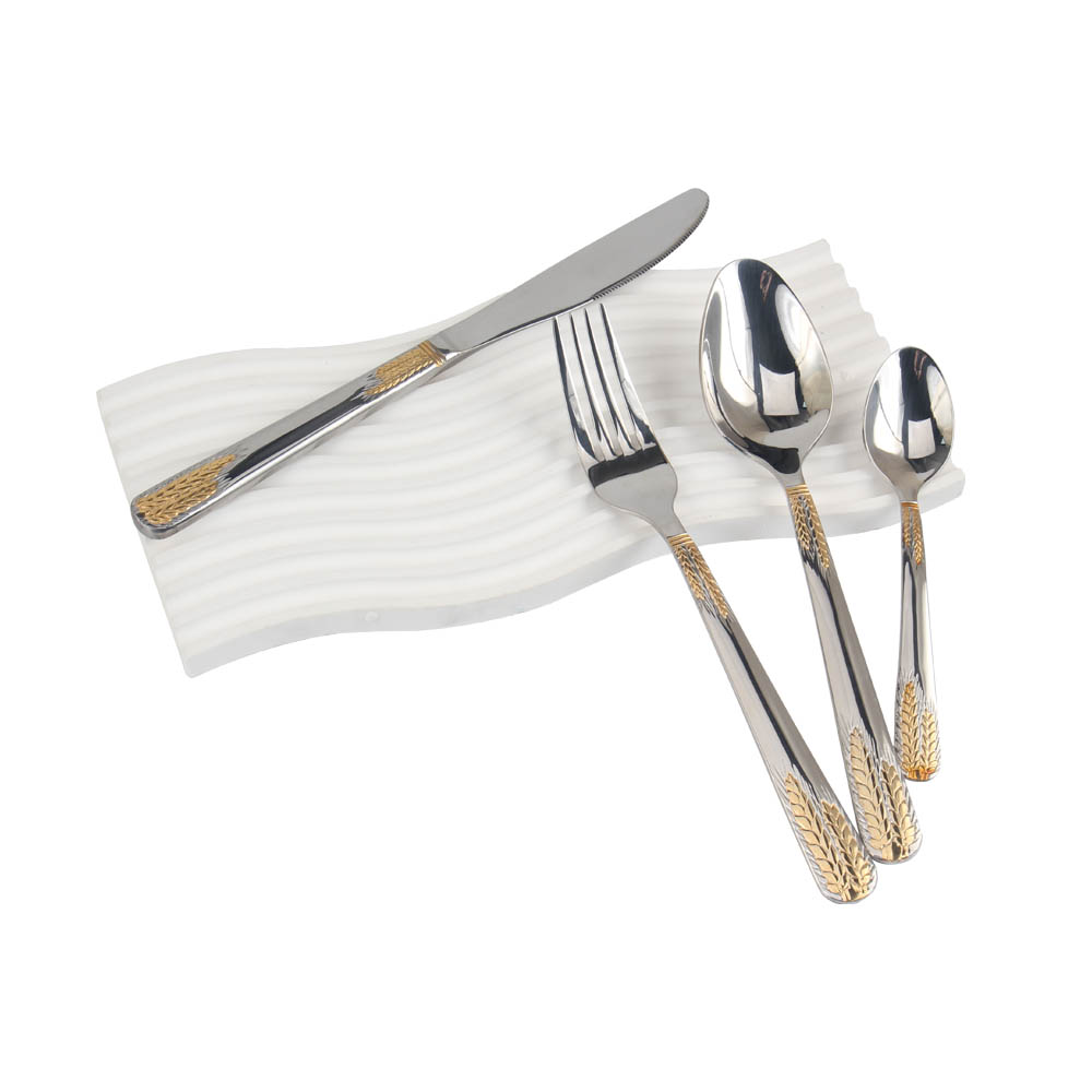 Stainless Steel Flatware Set, Mirror Polished Cutlery Set Utensil Set, Tableware Include Forks Spoons Knives for Home Restaurant, Beaded Handle — 3