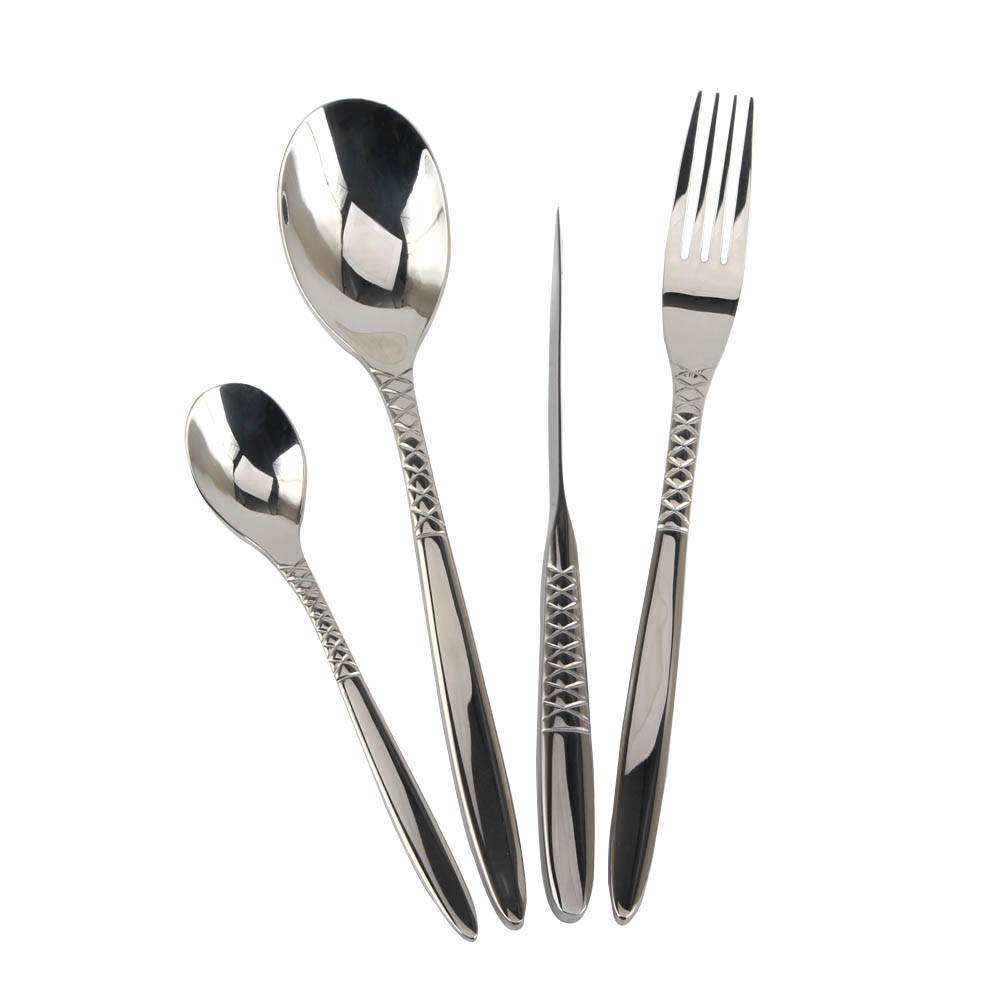 Stainless Steel Flatware Set, Mirror Polished Cutlery Set Utensil Set, Tableware Include Forks Spoons Knives for Home Restaurant, Beaded Handle — 5