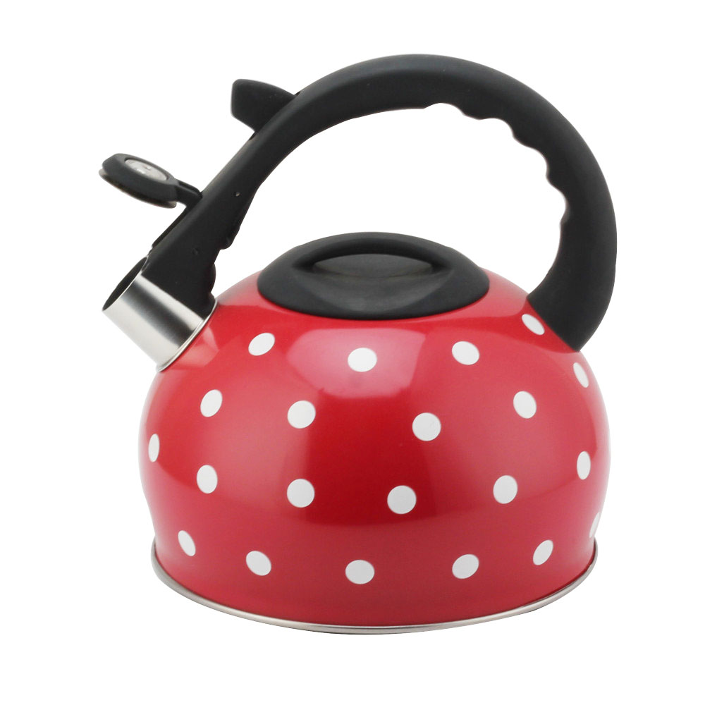 Stainless Steel Tea Kettle With Whistling Sound-Red — 3