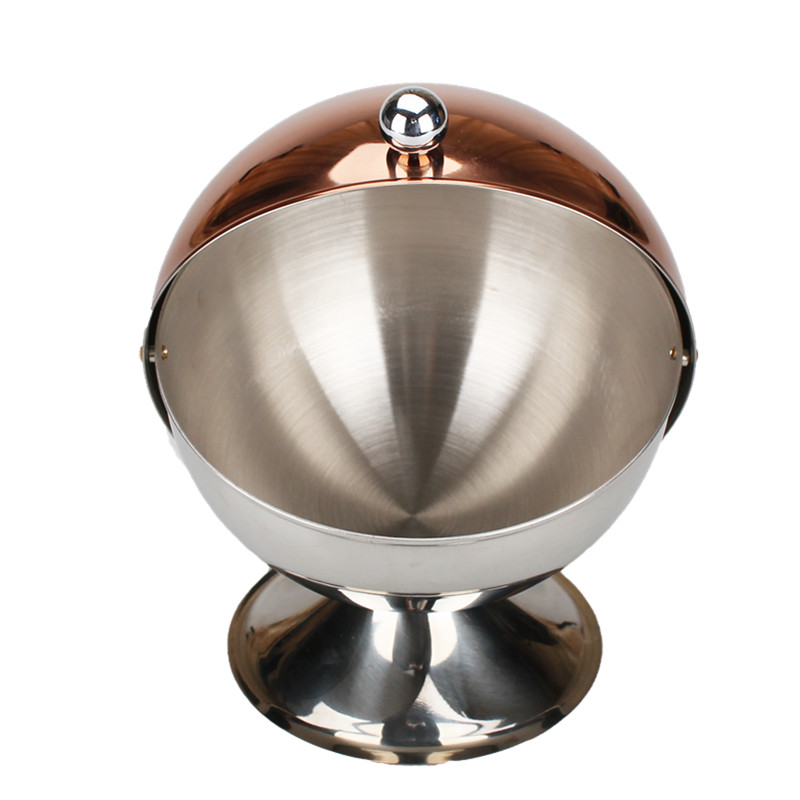 Stainless Steel Sugar Bowl With Roll Lid, Sugar Cube Holder — 2