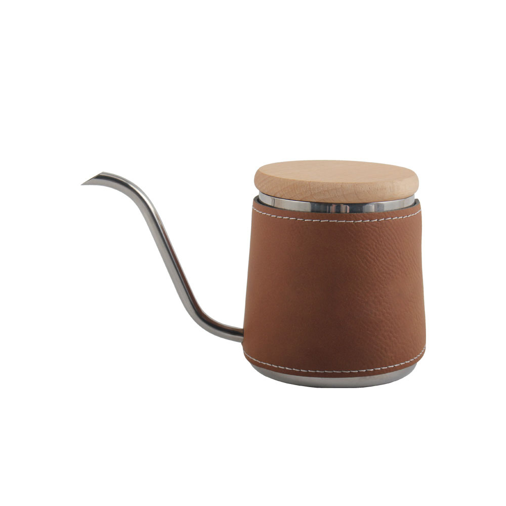 Long Narrow Pour Over Coffee Kettle With Wooden Lid