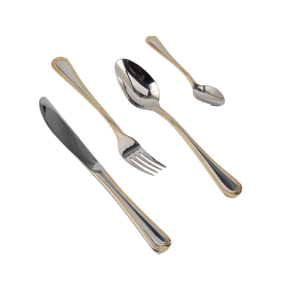 Stainless Steel Flatware Set, Mirror Polished Cutlery Set Utensil Set, Tableware Include Forks Spoons Knives for Home Restaurant, Beaded Handle — 7