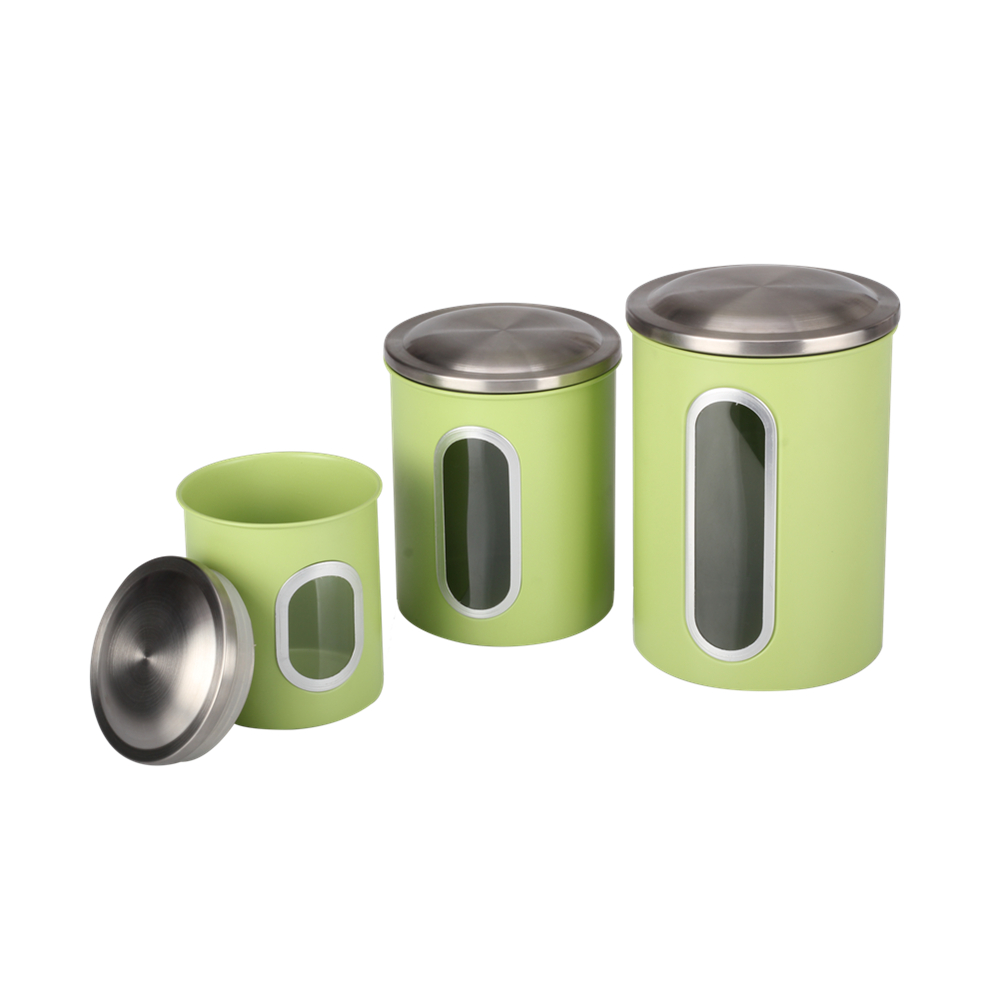 Airtight Stainless Steel Canisters Sets for The Kitchen With See Window — product information