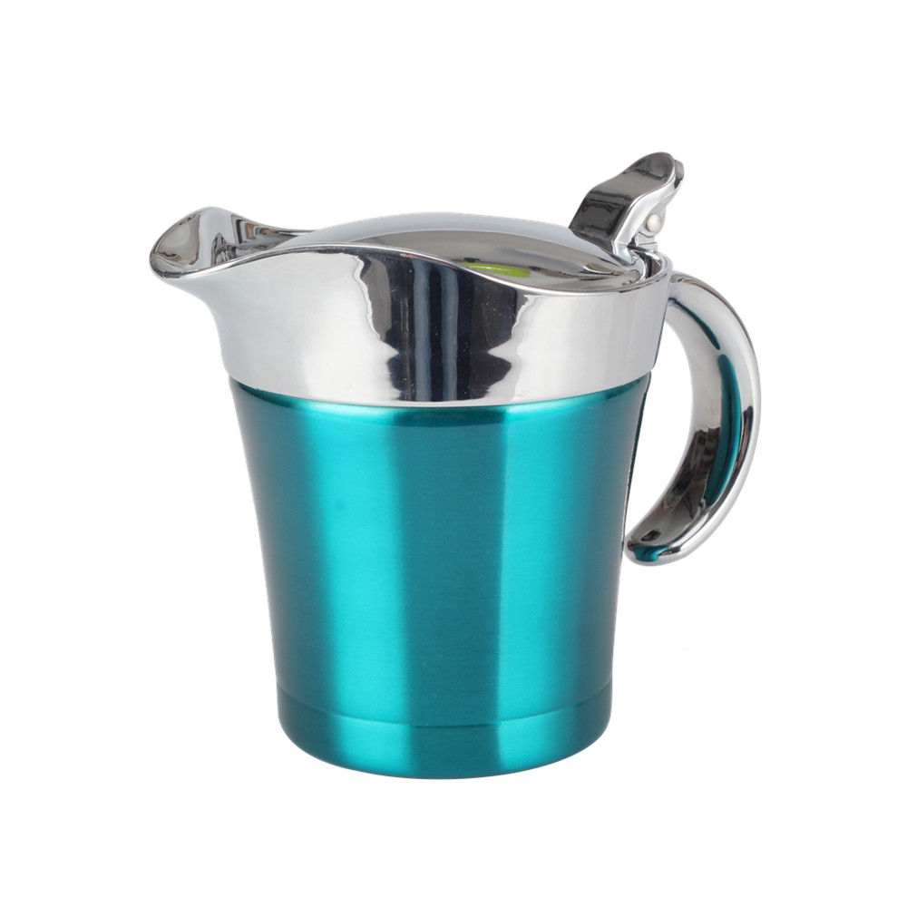 Stainless-Steel Double Insulated Gravy Boat - Sauce Jug With Hinged Lid — 3