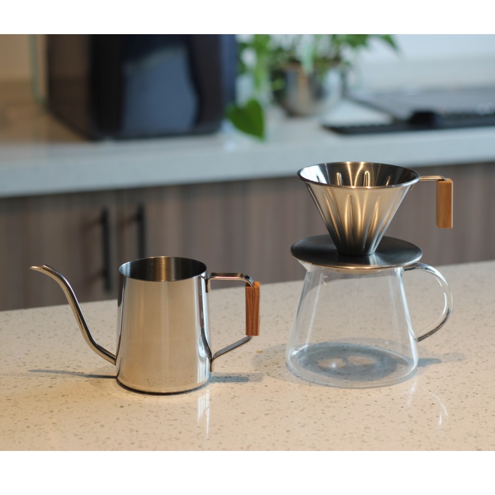 Stainless Steel Coffee Filter Cone Dripper Cup Set — product information