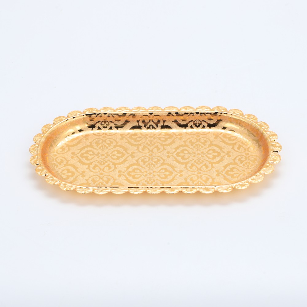Small Lace Pattern Oval Iron Tray — 5