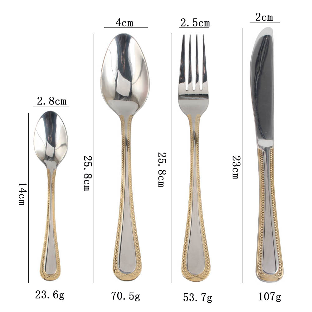 Stainless Steel Flatware Set, Mirror Polished Cutlery Set Utensil Set, Tableware Include Forks Spoons Knives for Home Restaurant, Beaded Handle — 5