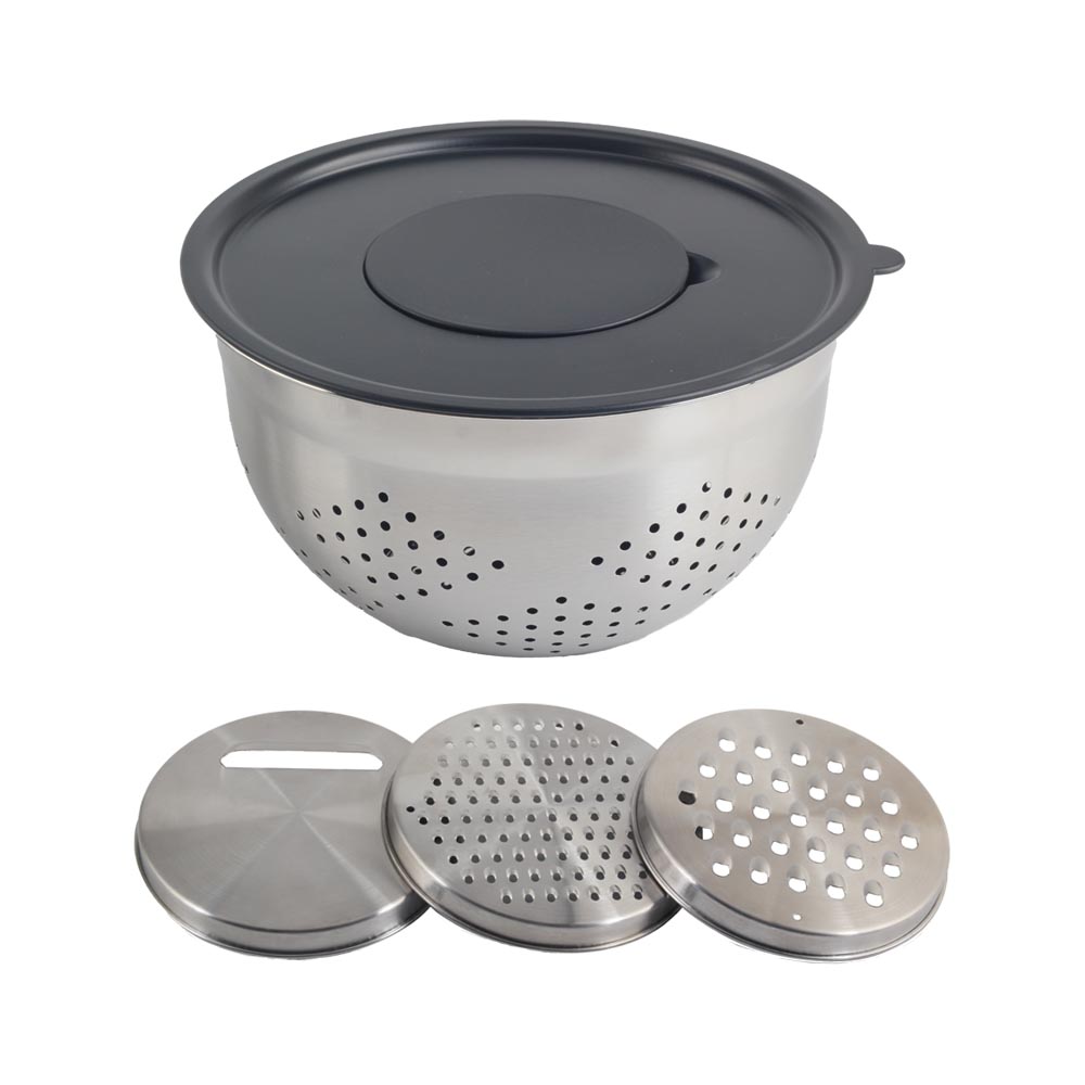 Stainless Steel Colander With 3 Different Grater — product information