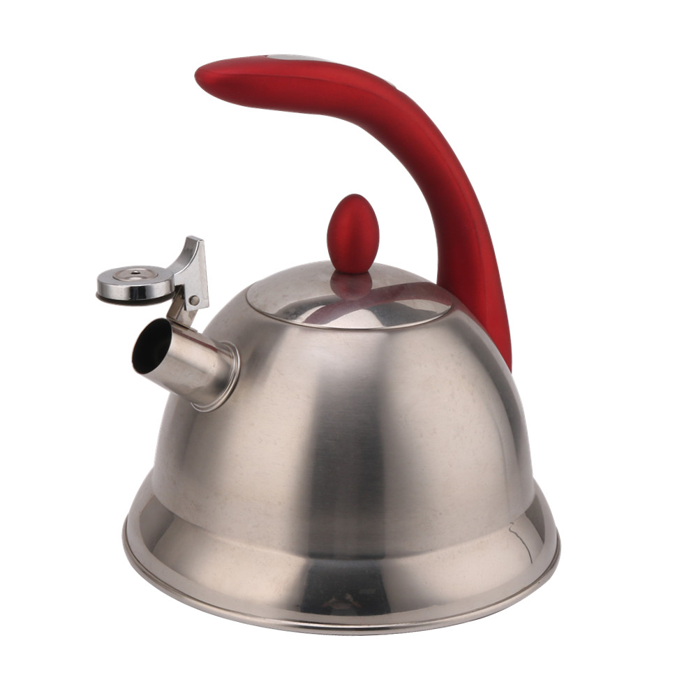 3 Litre Capacity Stainless Steel Whistling Tea Kettle-Red Handle — product information