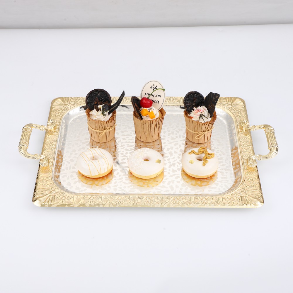 Serving Tray, Middle East Dessert Plate, Iron Coffee Tea Tray — 5