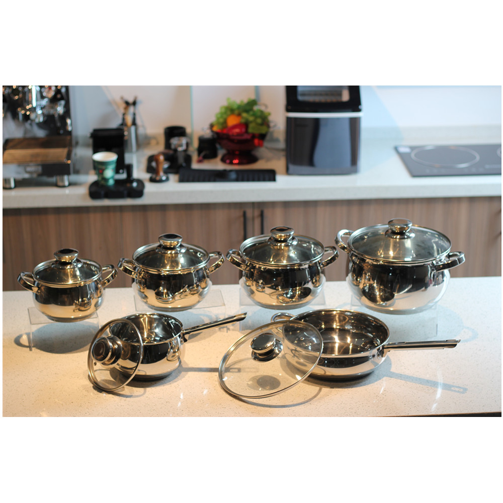 12pcs Stainless Steel Cookware Set With Glass Lid — 7