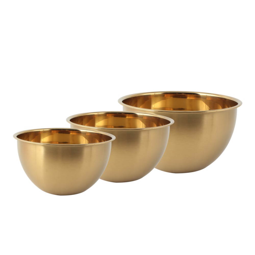3size PVD Golden Mixing Bowl set — 3