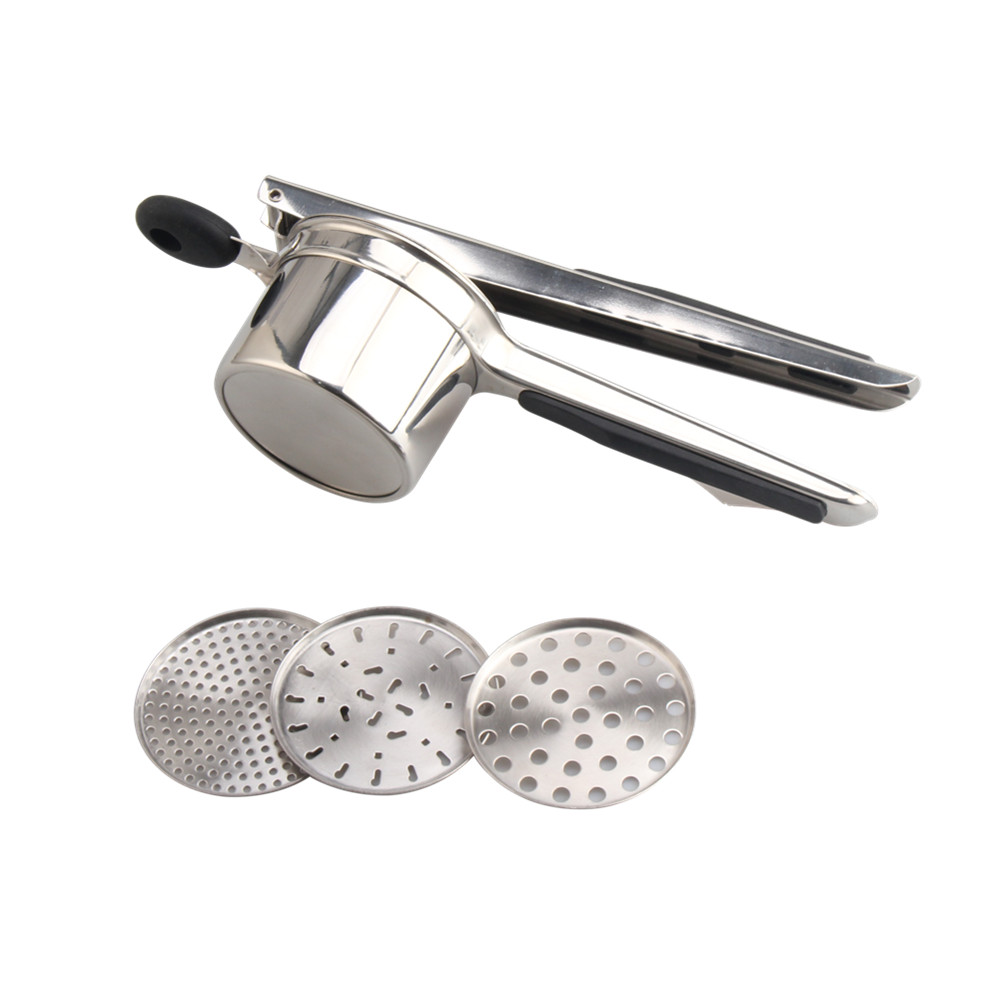 S/S Potato Ricer, Comes With 3 Discs And Non-Slip Silicone Handles — 6