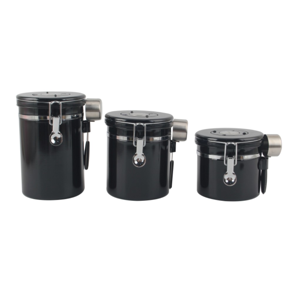Coffee Canister With Window, Airtight Stainless Steel Kitchen Food Storage Container With Lids — product information