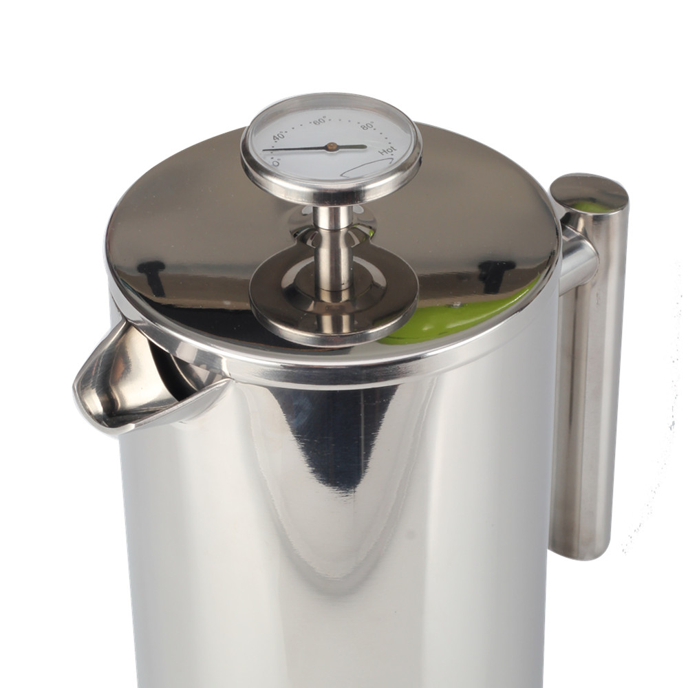 Stainless Steel Double Wall French Press With Thermometer — 4
