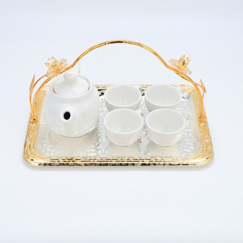 Double Rectangular Iron Tray With Round Handle — 6