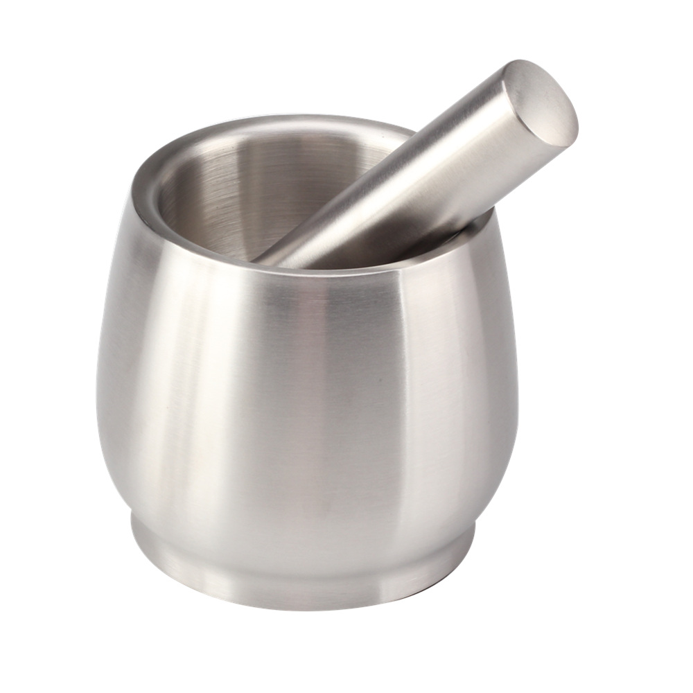 Food Safe Mortar and Pestle for Pills Spices Herbs with Lid,18/8 Steel Crusher Bowl — 3