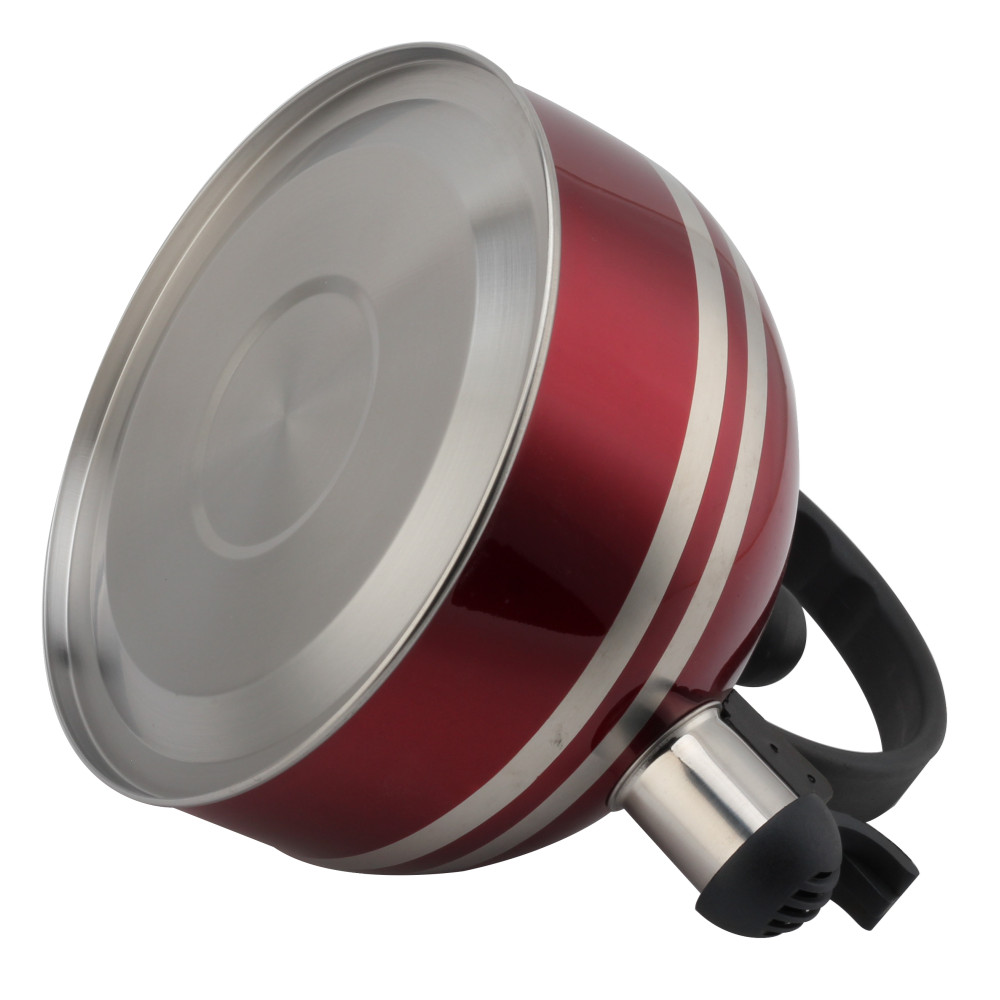 S/S Tea Kettle With Whistling Sound-Suitable for All Hob Types-Red — 6