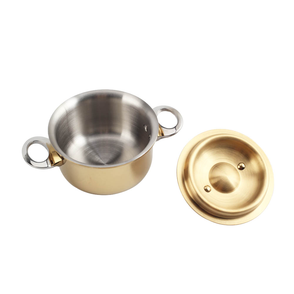 Gold Triply Stainless Steel Mini Sauce Pot With Cover — 5