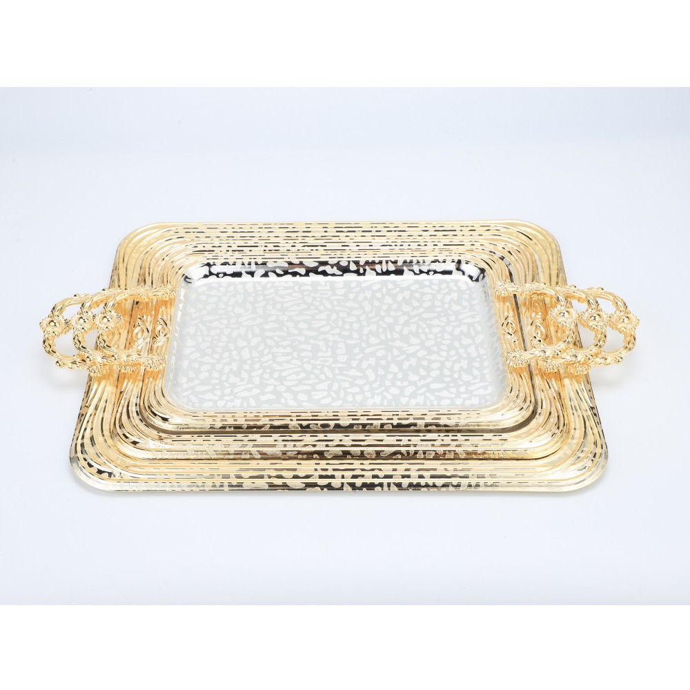 Gold Iron Coffee Tea Serving Tray Decorative — 5