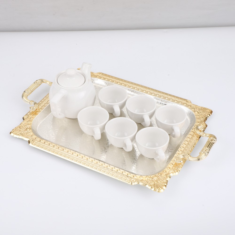 Metal Serving Tray, Rectangular Metal Serving Tray, Decorative Serving Platter — product information