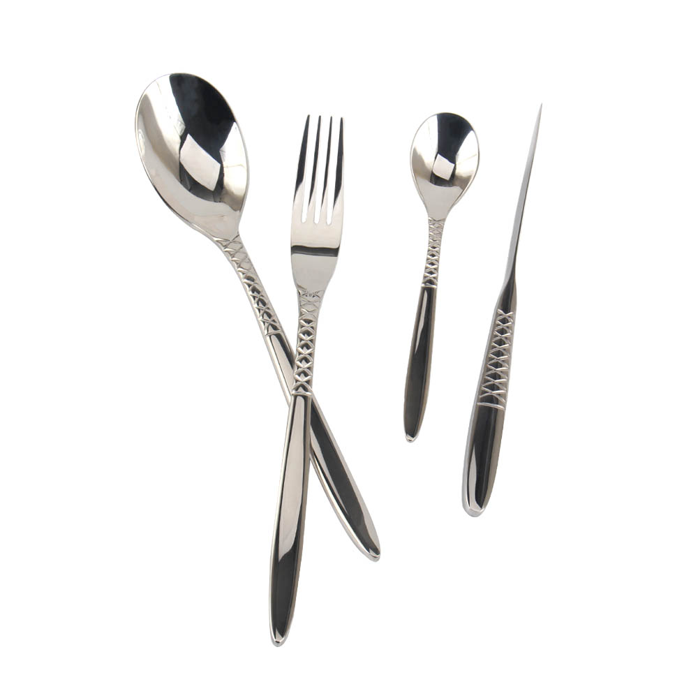 Stainless Steel Flatware Set, Mirror Polished Cutlery Set Utensil Set, Tableware Include Forks Spoons Knives for Home Restaurant, Beaded Handle — product information