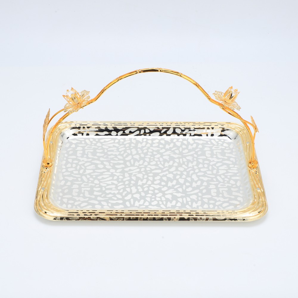 Double Rectangular Iron Tray With Round Handle — product information