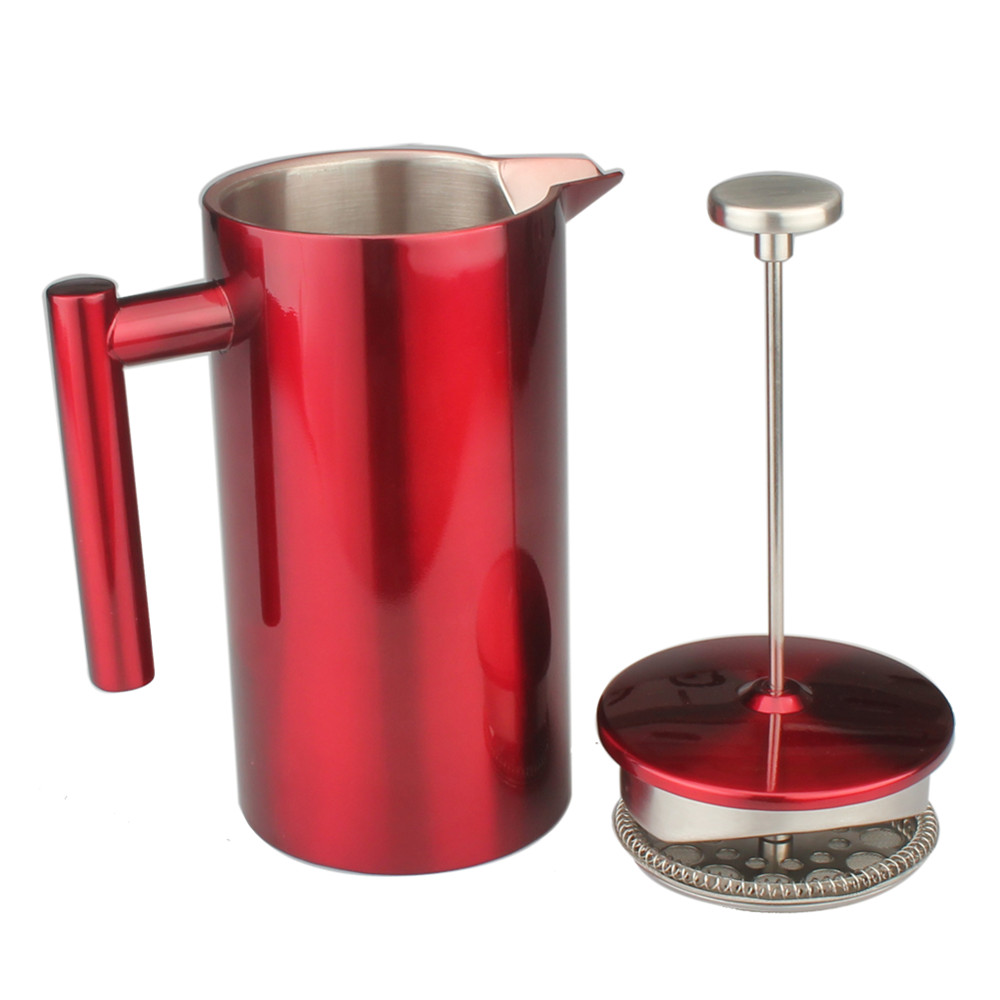 Red Stainless Steel French Press Coffee Maker — product information