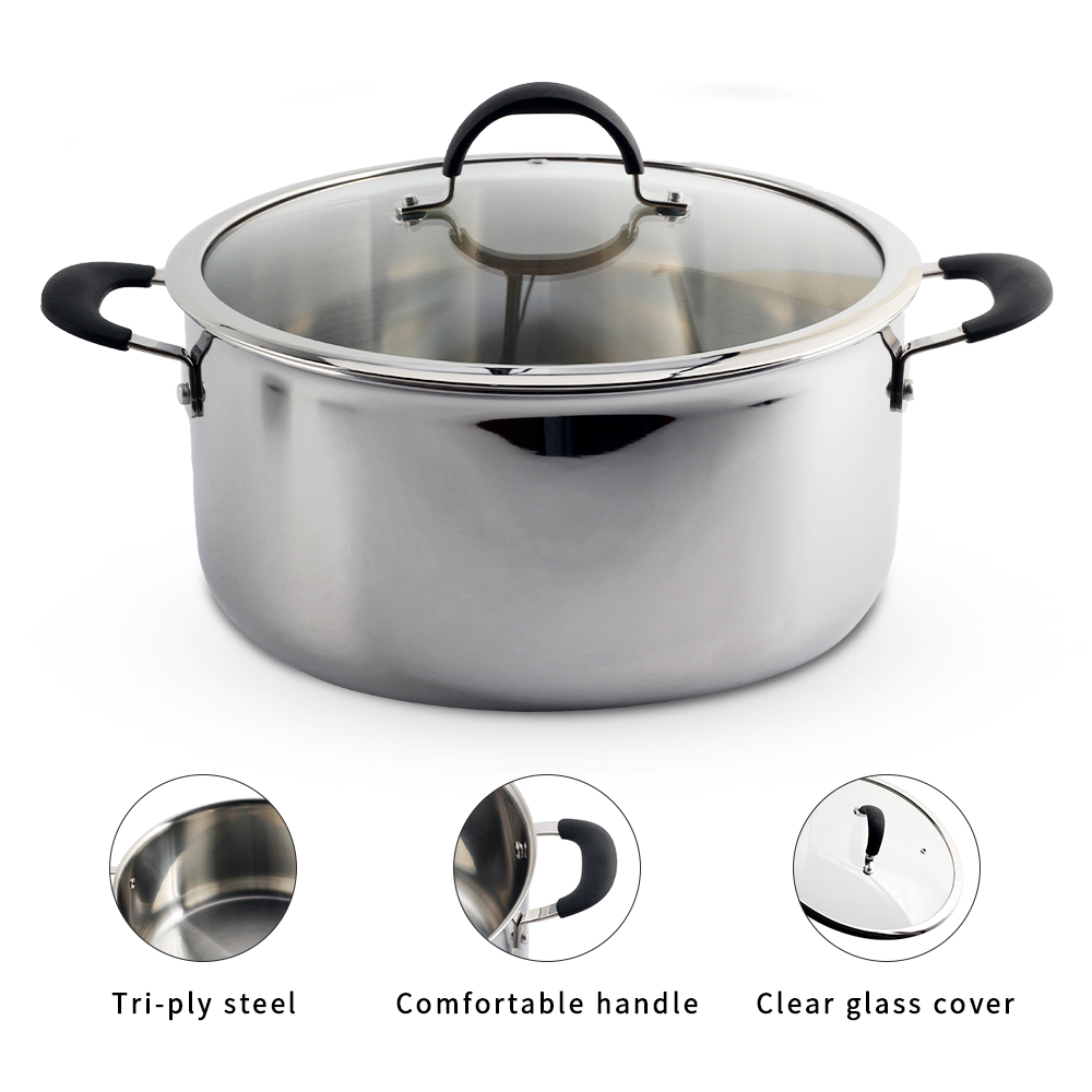 3 Ply Stainless Steel Cookware Set With Silicone Handle — 7