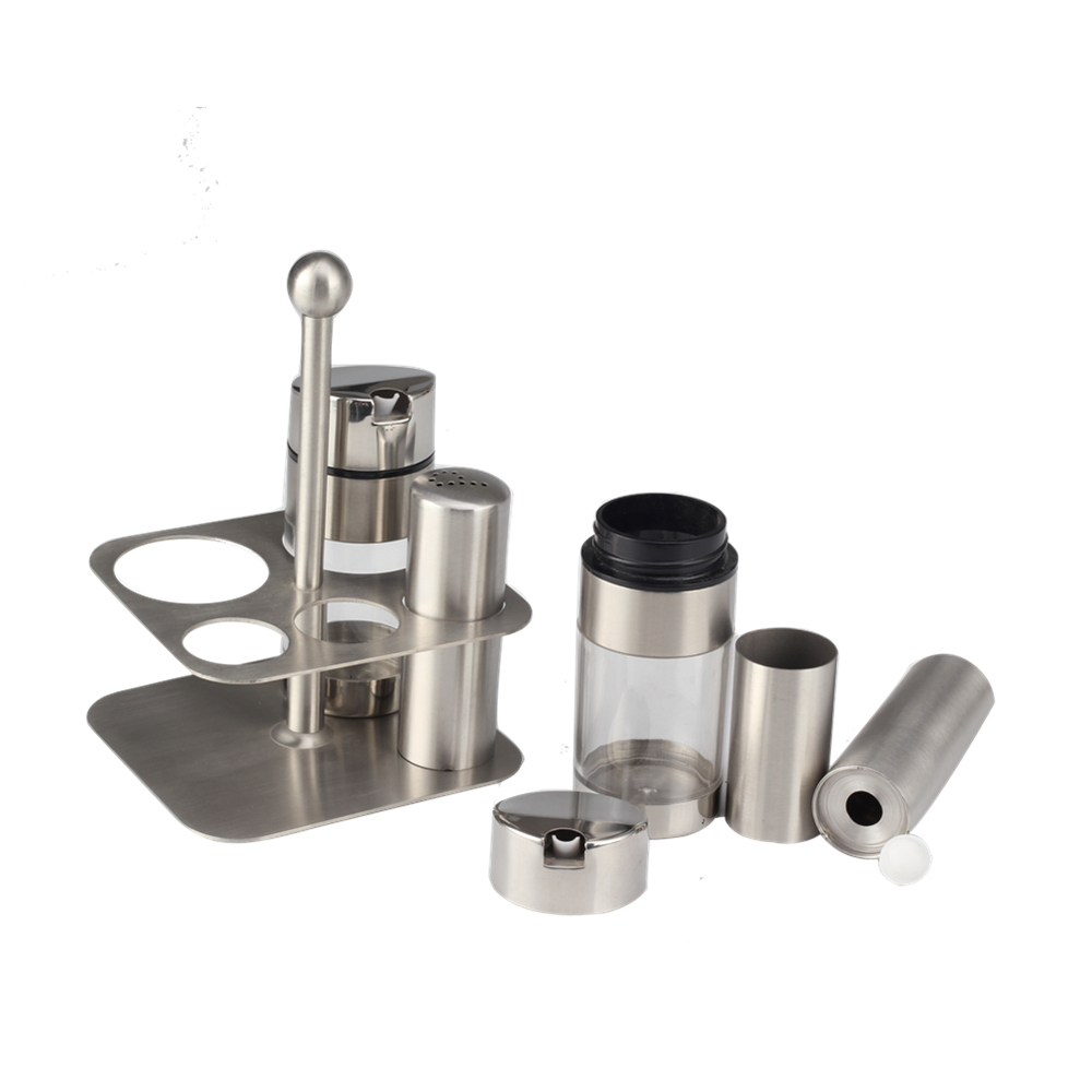 Stainless Steel Condiment Set with Stand — 4