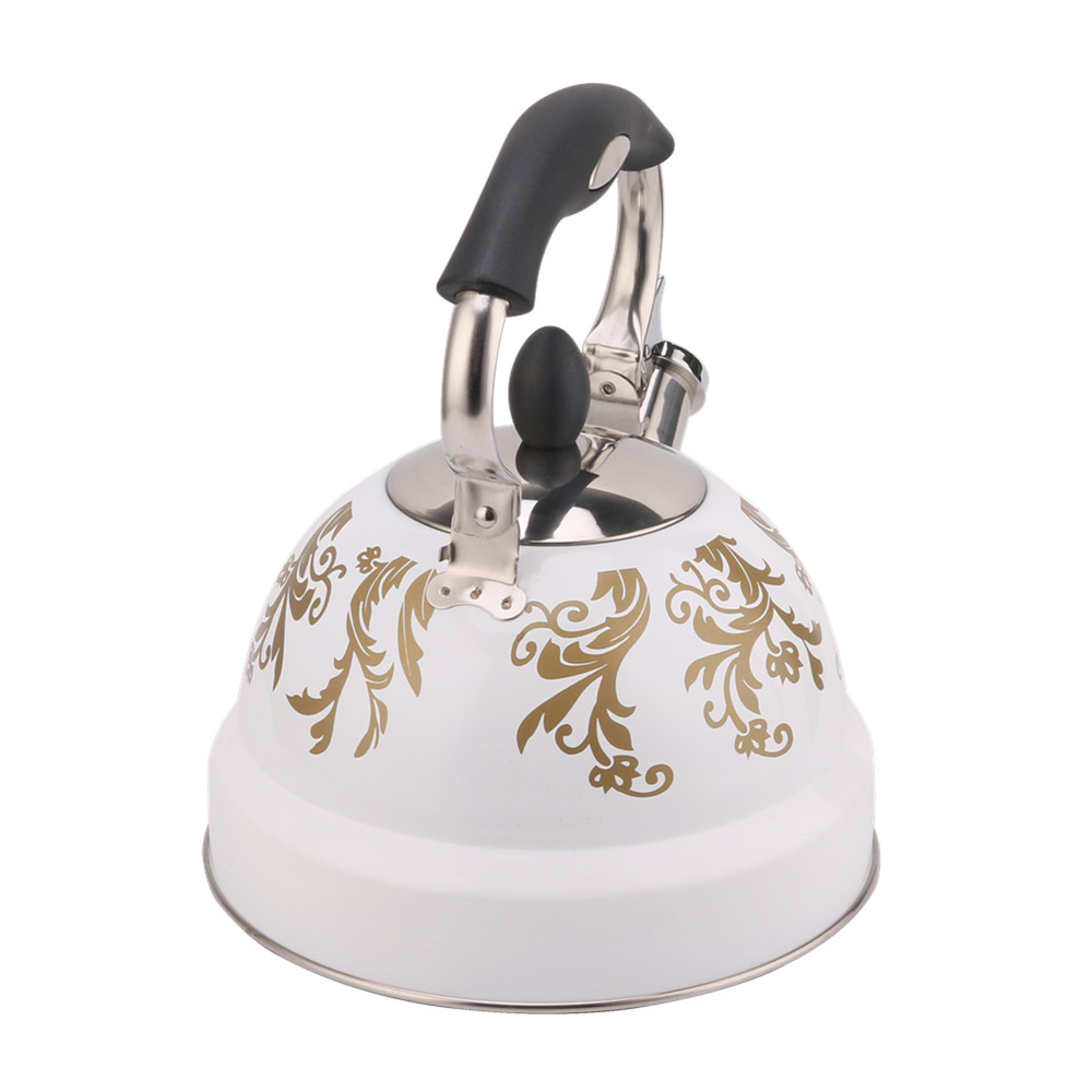 White Color Stainless Steel Whistling Tea Kettle With Silicone Handle — 3
